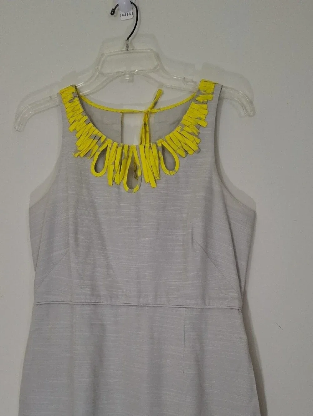 J. Crew Sheath Dress with Yellow Fringe Neckline, Size 6